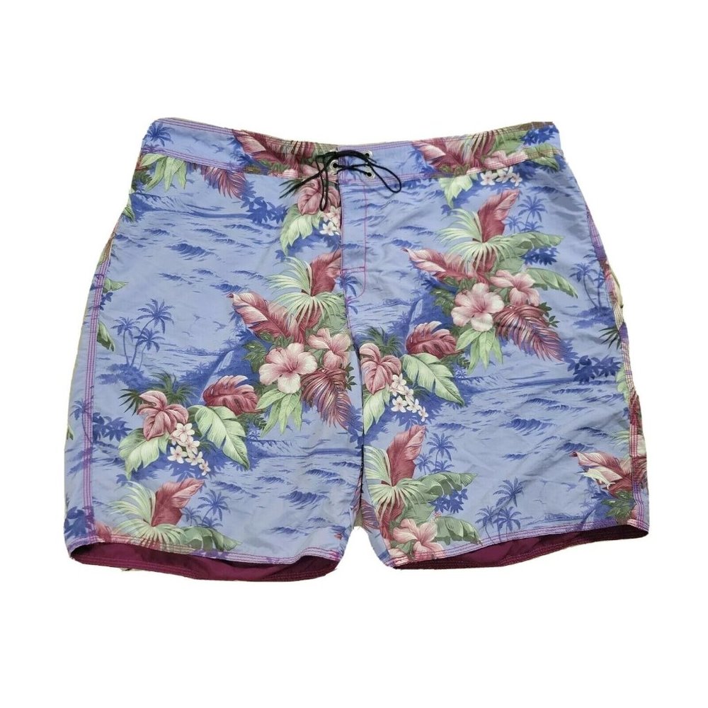 Tommy Bahama Mens XXL 2XL Reversible Swim Board Shorts Trunks Floral Purple